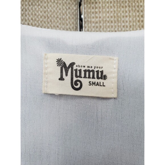 Show Me Your Mumu Jamie Tunic Size Small Split Neck Elastic Cuff Mixed Pattern - Picture 3 of 5